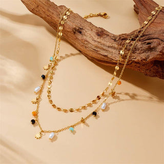 18K Stainless Steel Tarnish-Free Beaded & Pearl Drop Charm Necklace – Hypoallergenic, Waterproof