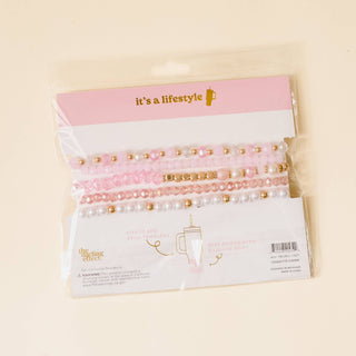 Tumbler Bracelet Stack-Coquette Charm