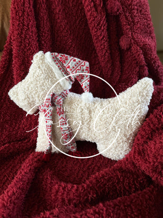 Christmas Sherpa Pillow – Gingerbread Girl, Gingerbread Man, Snowman, Candy Cane & Scotty Dog Designs