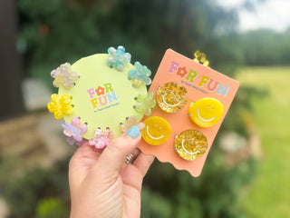 FOR FUN - Claw Hair Clip Set - Mini - Asst Flowers - 8 Pcs