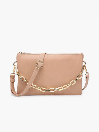 Izzy Textured Crossbody – 3-Compartment Bag with Guitar Strap & Wristlet