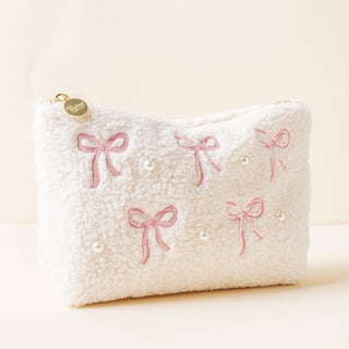 Teddy Pouch – Bows Pink | Sherpa Organizer in 3 Sizes