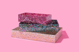 Acrylic Confetti Tray – 10" x 6" Colorful Display & Organizer