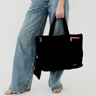 Presley Quilted Tote – Large Nylon Carryall With Matching Pouch