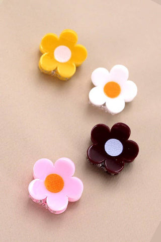 Mini Daisy Hair Claw Clip Set of 4 – Floral Accent Clips for Everyday Style