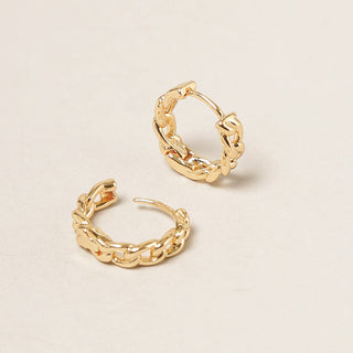 14K Gold Dipped Link Hoop Earrings: ONE SIZE / GD