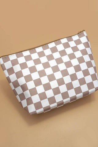 Checkered Cosmetic Makeup Pouch – Travel & Toiletry Organizer