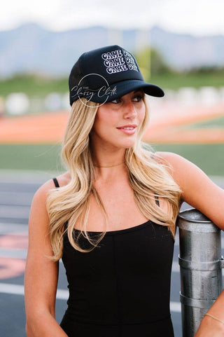 Game Day Embroidered Trucker Hat – Removable Beaded Band