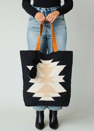Black, Cream & Tan Aztec Tote