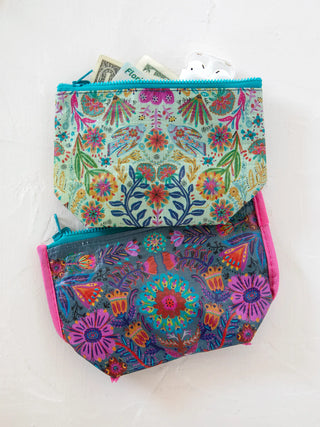 Small Reversible Zipper Pouch - Cream Floral
