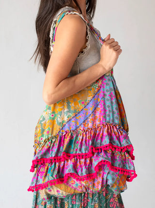 Ruffle Tote Bag – Multi Patchwork