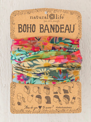 Full Boho Bandeau® Headband – Multi-Way Style - Wildflower Border