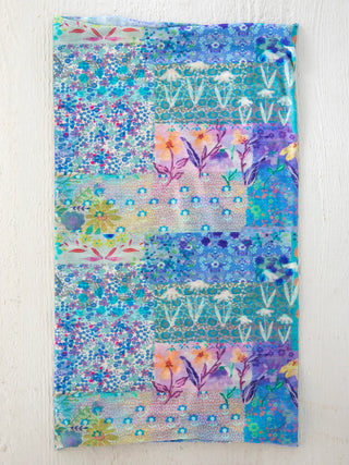 Full Boho Bandeau® Headband – Multi-Way Style - Blue Watercolor Patchwork