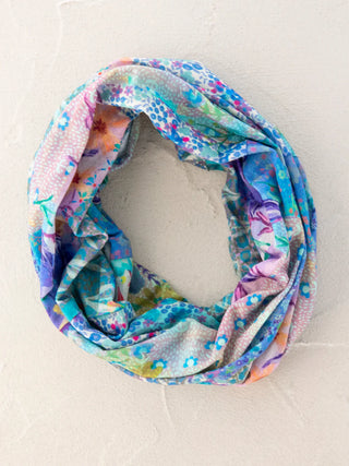 Full Boho Bandeau® Headband – Multi-Way Style - Blue Watercolor Patchwork