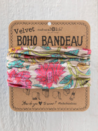 Velvet Boho Bandeau® Headband – Soft, Versatile & Effortlessly Chic -  Multicolored Lush Zinnias
