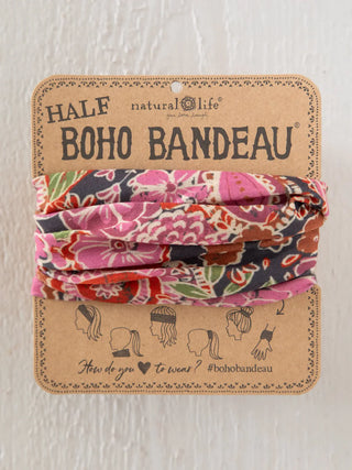 Half Boho Bandeau® Headband - Black Sketched Paisley