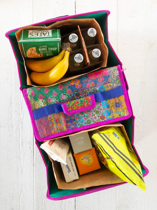 Car Trunk Organizer – Navy Folk Flower
