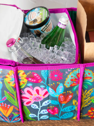 Car Trunk Organizer – Navy Folk Flower