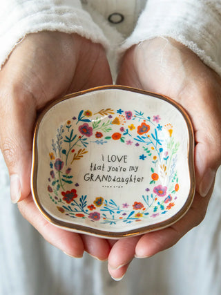 Antiqued Trinket Bowl – Heartfelt Ceramic Gift with Gold Rim (Multiple Designs)
