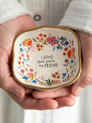 Antiqued Trinket Bowl – Heartfelt Ceramic Gift with Gold Rim (Multiple Designs)