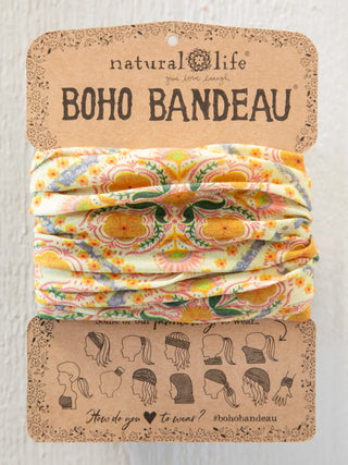 Full Boho Bandeau® Headband – Multi-Way Style - Diamond Block Cream