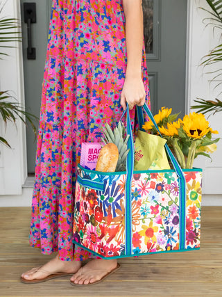 Set of 2 Heavy Duty Reusable Box Bags – Bright Floral Garden