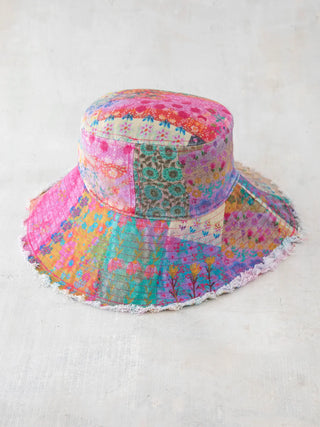 Sandy Days Bucket Hat – Teal Folk Border or Watercolor Patchwork
