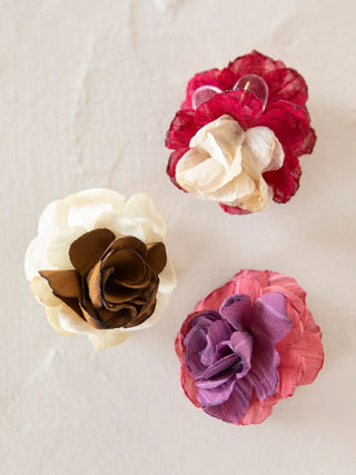 Mini Fabric Flower Hair Clips, Set of 3