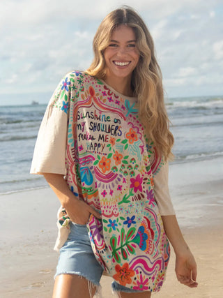 One Size Cotton Easy Tee – Cream Sunshine On My Shoulders
