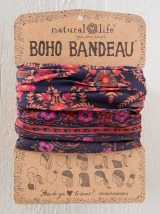 Full Boho Bandeau® Headband – Multi-Way Style - Indigo Willow Medallion