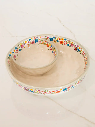 Personal Chip & Dip Bowl – Stoneware Snack Essential