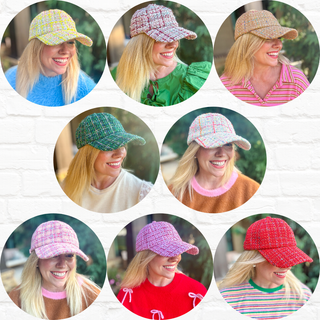 Tweed Baseball Cap - Adjustable Size - Assorted Plaid Styles