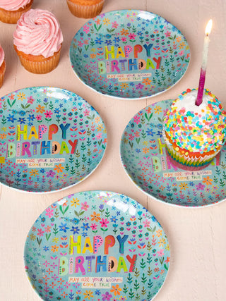 “Save Paper” Melamine Party Plates – Happy Birthday (Set of 4)