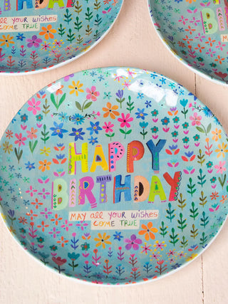 “Save Paper” Melamine Party Plates – Happy Birthday (Set of 4)