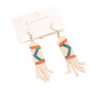 Chevron Fringe Beaded Earrings