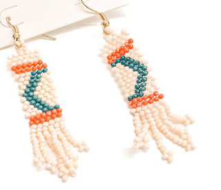 Chevron Fringe Beaded Earrings