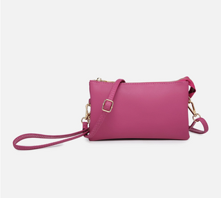 M013 Riley Monogrammable 3 Compartment Crossbody/Wristlet FUCHSIA