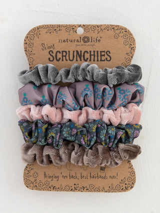 Print and Velvet Scrunchies, Set of 5
