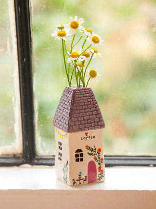 Cottage Bud Vase – Collectible Mini Ceramic Vase (Multiple Designs)