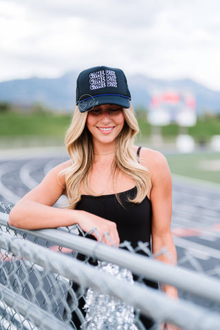 Game Day Embroidered Trucker Hat – Removable Beaded Band