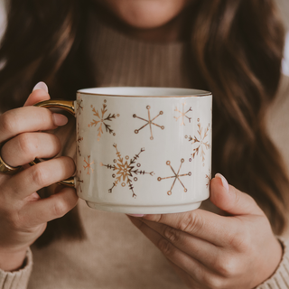 Gold Snowflakes Coffee Mug - Christmas Decor
