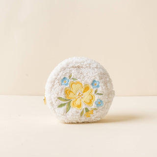 Teddy Pouch-Circle Dainty Floral Yellow