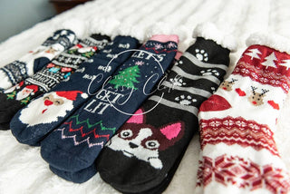 Holiday Sherpa-Lined Non-Slip Socks – Cozy Christmas Collection