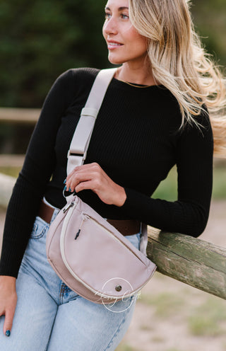 Margot Moon Belt Bag – Taupe, Black, Mocha & Blush | Nylon Crossbody