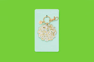 Keychain - Waves - Pearl + Gold Confetti
