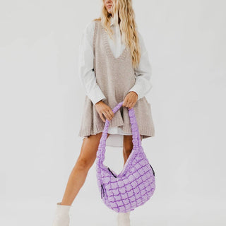 Carmen Quilted Hobo Tote Bag – Soft Quilted Shoulder Bag | 6 Colors