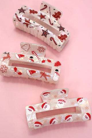 Christmas Holiday Jumbo Hair Claw Clips