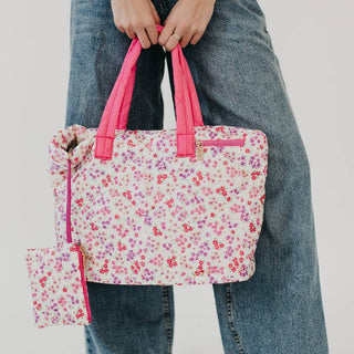 Presley Quilted Tote – Large Nylon Carryall With Matching Pouch