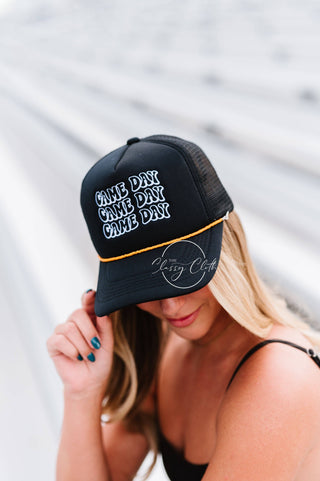 Game Day Embroidered Trucker Hat – Removable Beaded Band