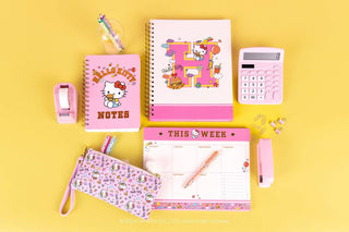 Hello Kitty College Letters Pencil Pouch – Vegan Leather Zipper Bag with Wristlet Strap – 8.75" x 4.25"